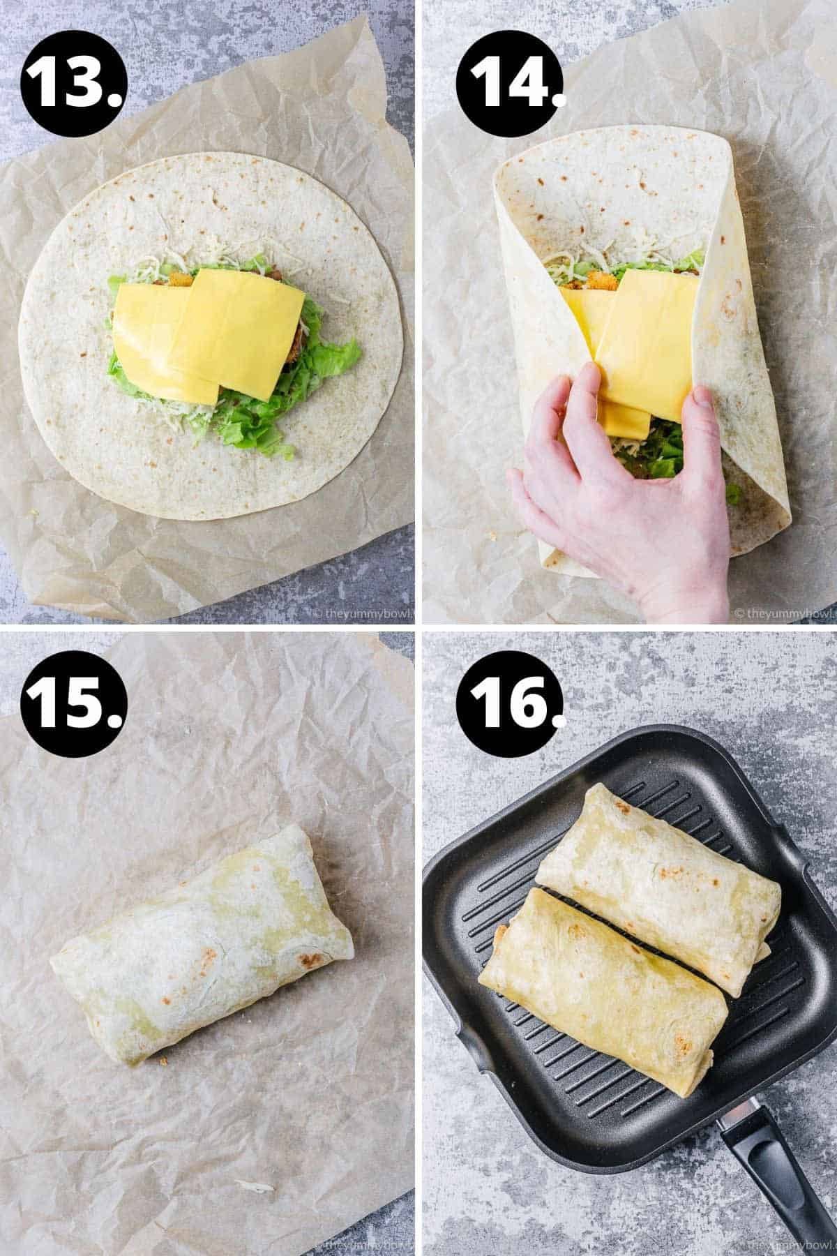 Crispy chicken wrap process photos