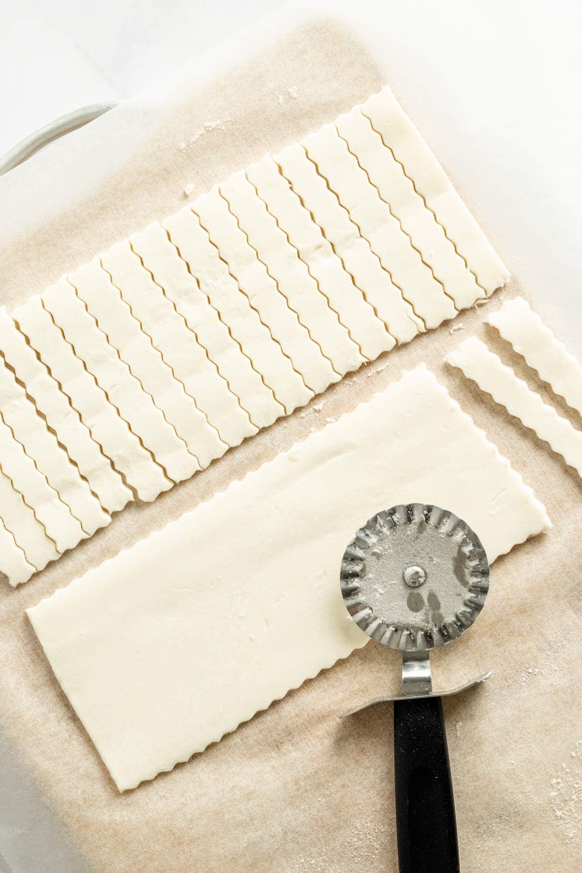 strips of puff pastry dough.