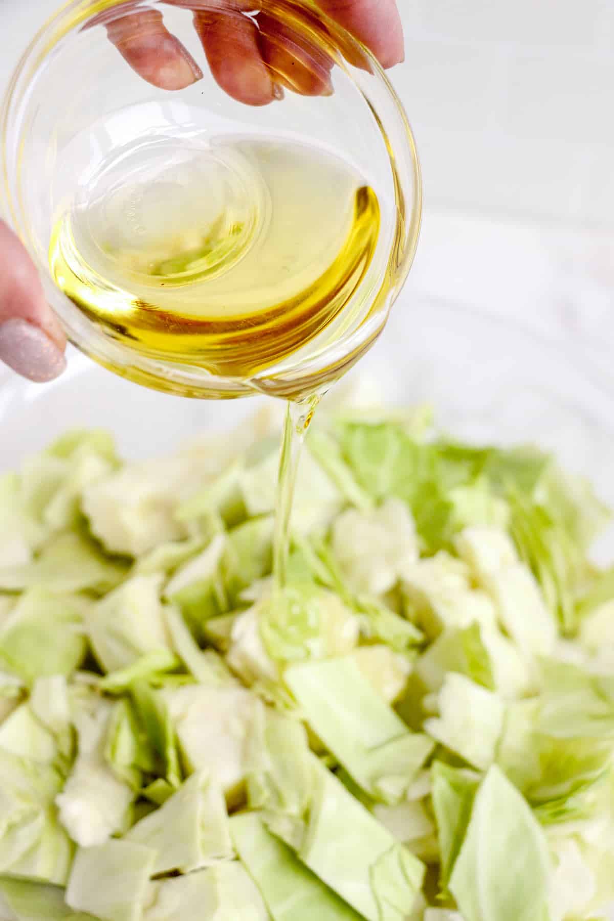 cabbage drizzled with olive oil