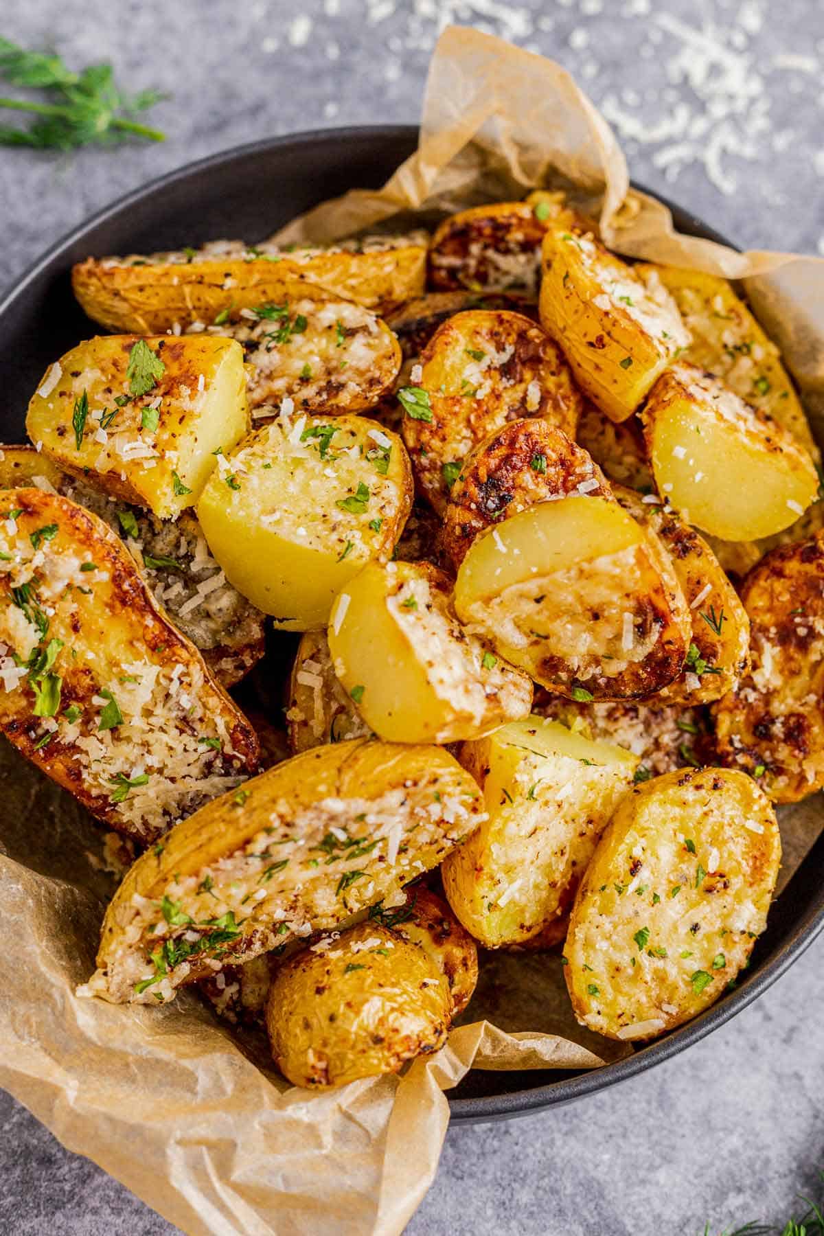 Air Fryer Fingerling Potatoes With Parmesan