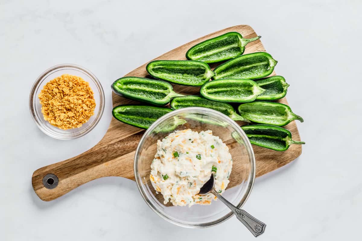 sliced jalapeno poppers with cream cheese filling