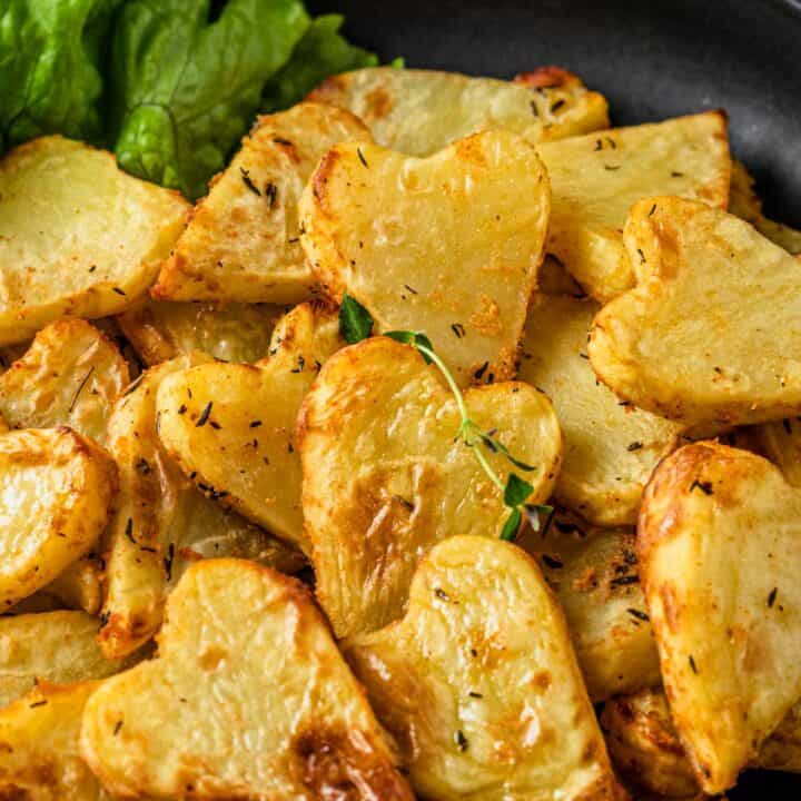 heart shaped potatoes in a plate