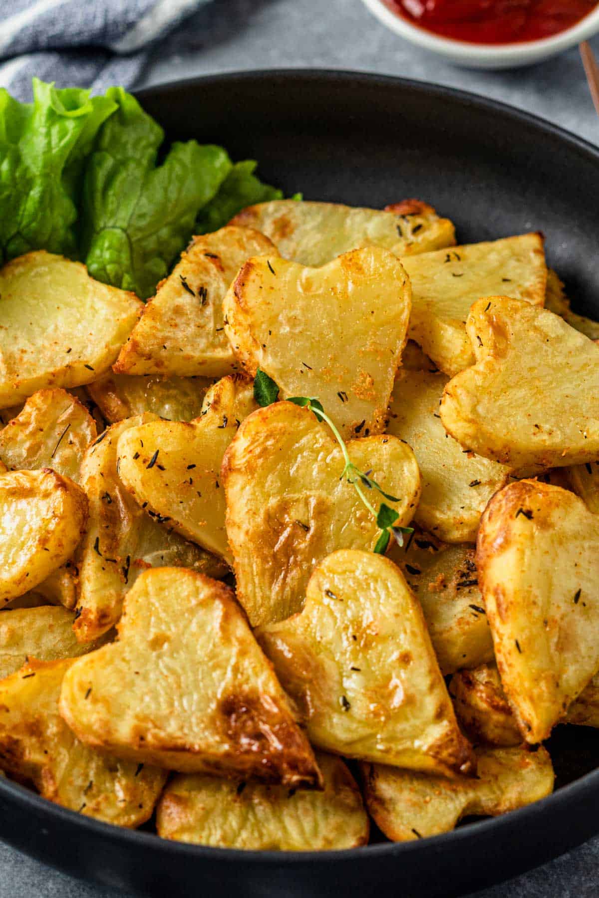 heart shaped potatoes in a plate