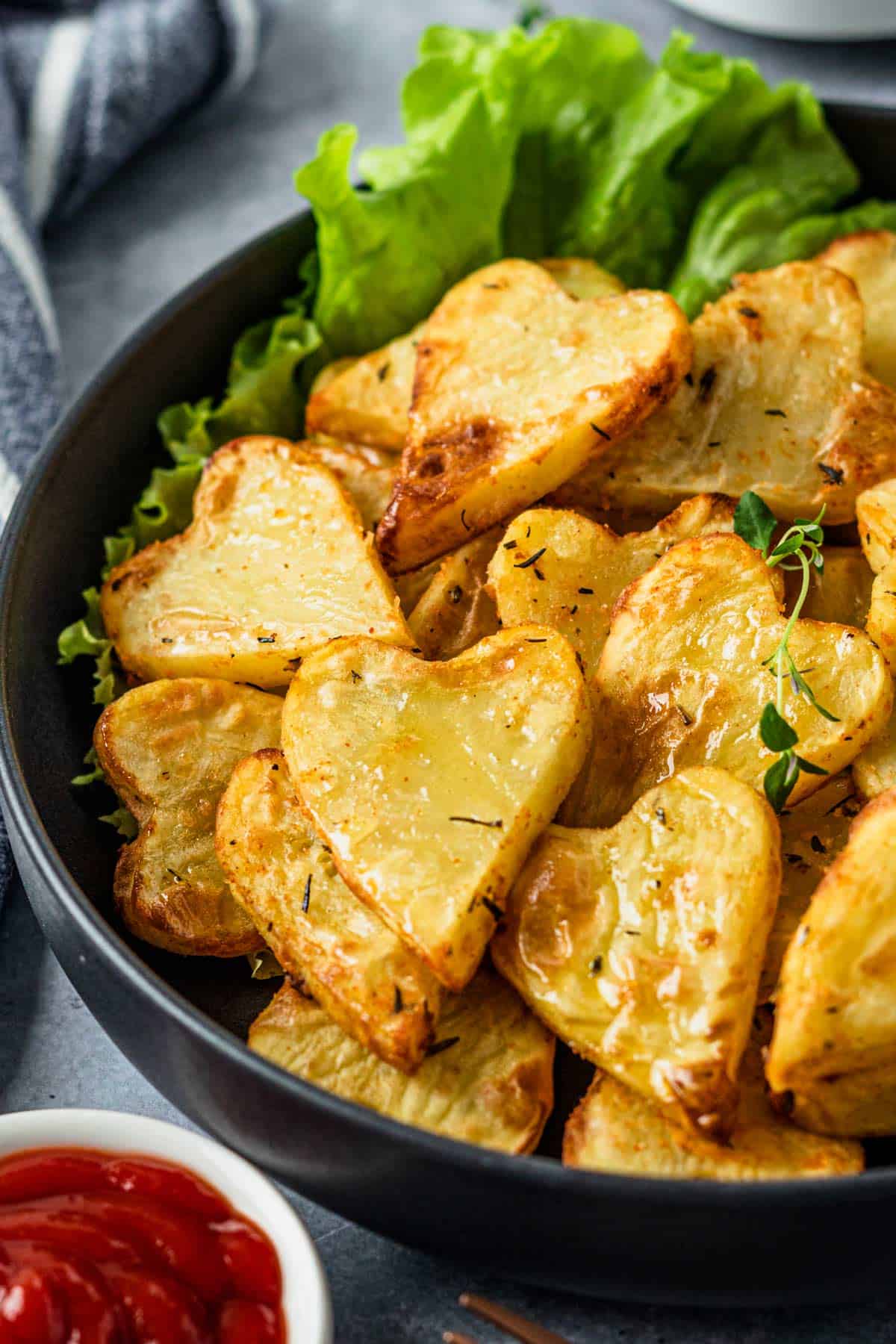 heart shaped potatoes in a plate