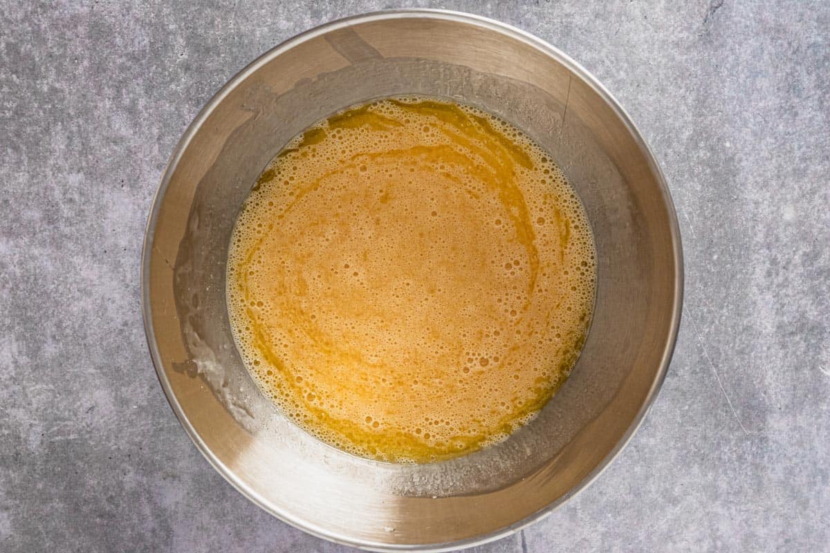 mixing the batter for almond cake