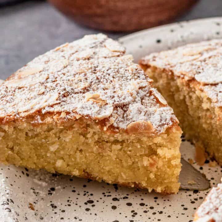 almond cake slice.