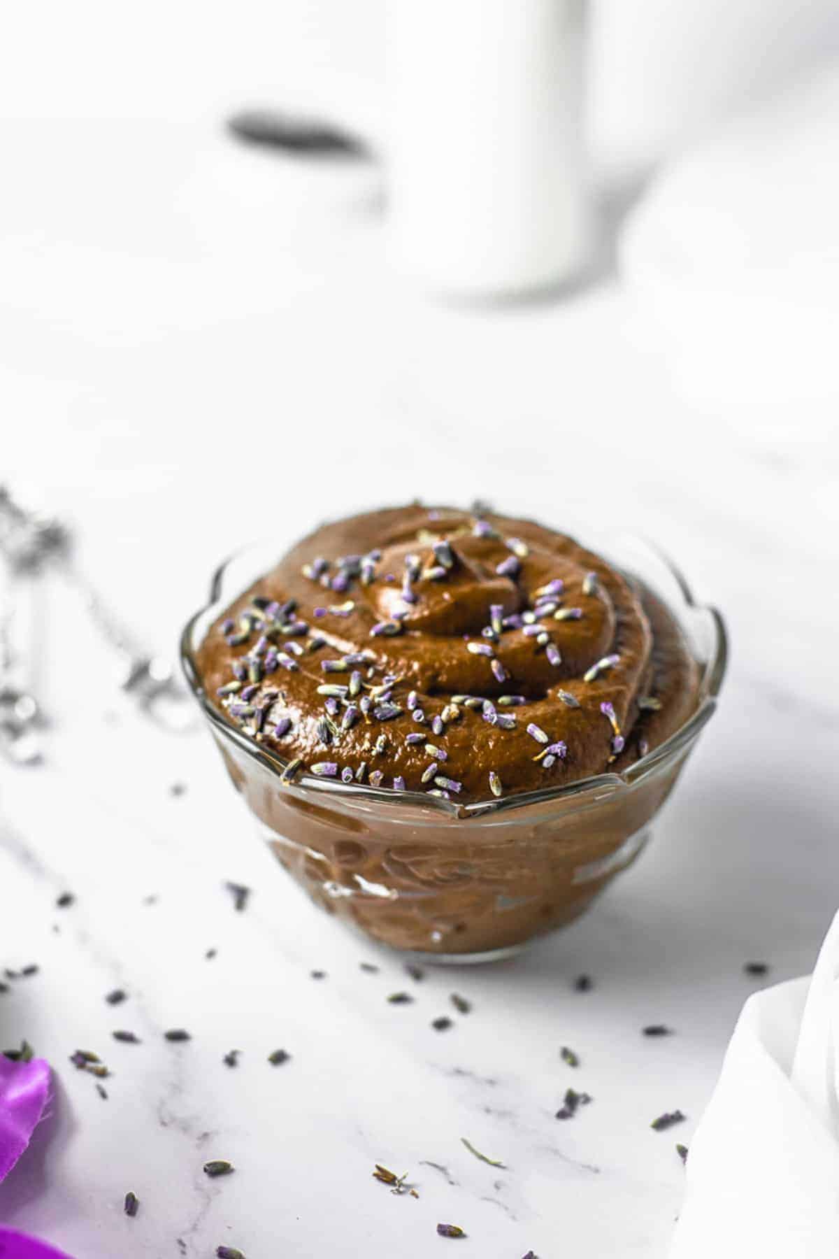 Vegan Avocado Chocolate Mousse with Lavender