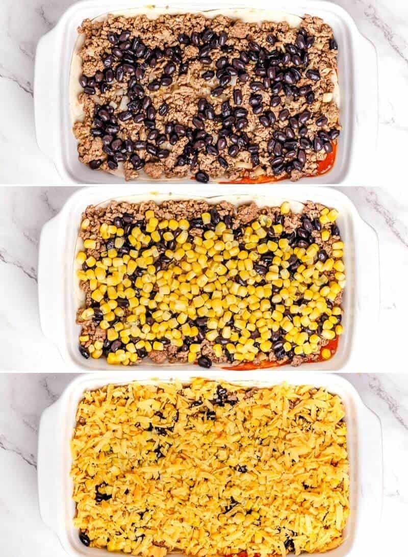 Beef Enchilada Casserole step by step