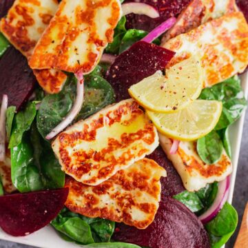 Pan Fried Halloumi Salad With Beetroot