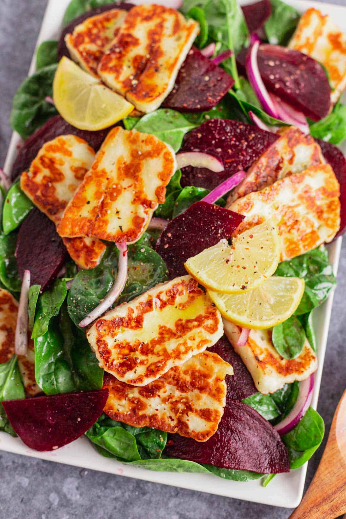 Pan Fried Halloumi Salad With Beetroot