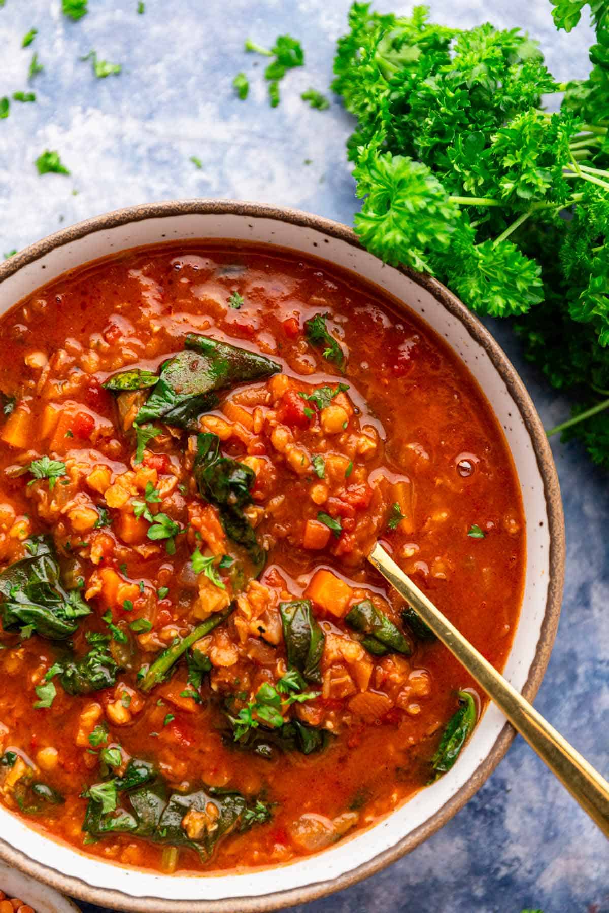 a bowl of smoky lentil soup.