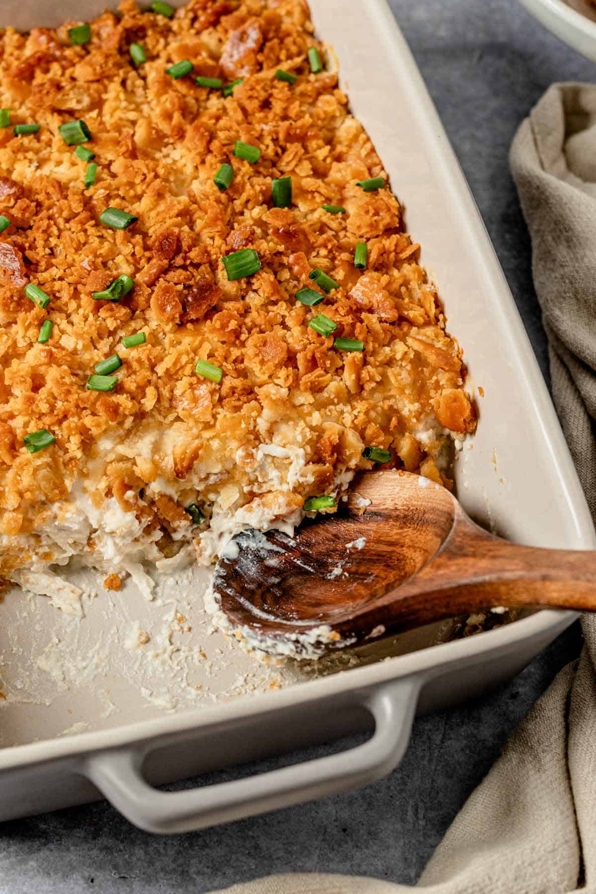 best million dollar chicken casserole with ritz crackers.