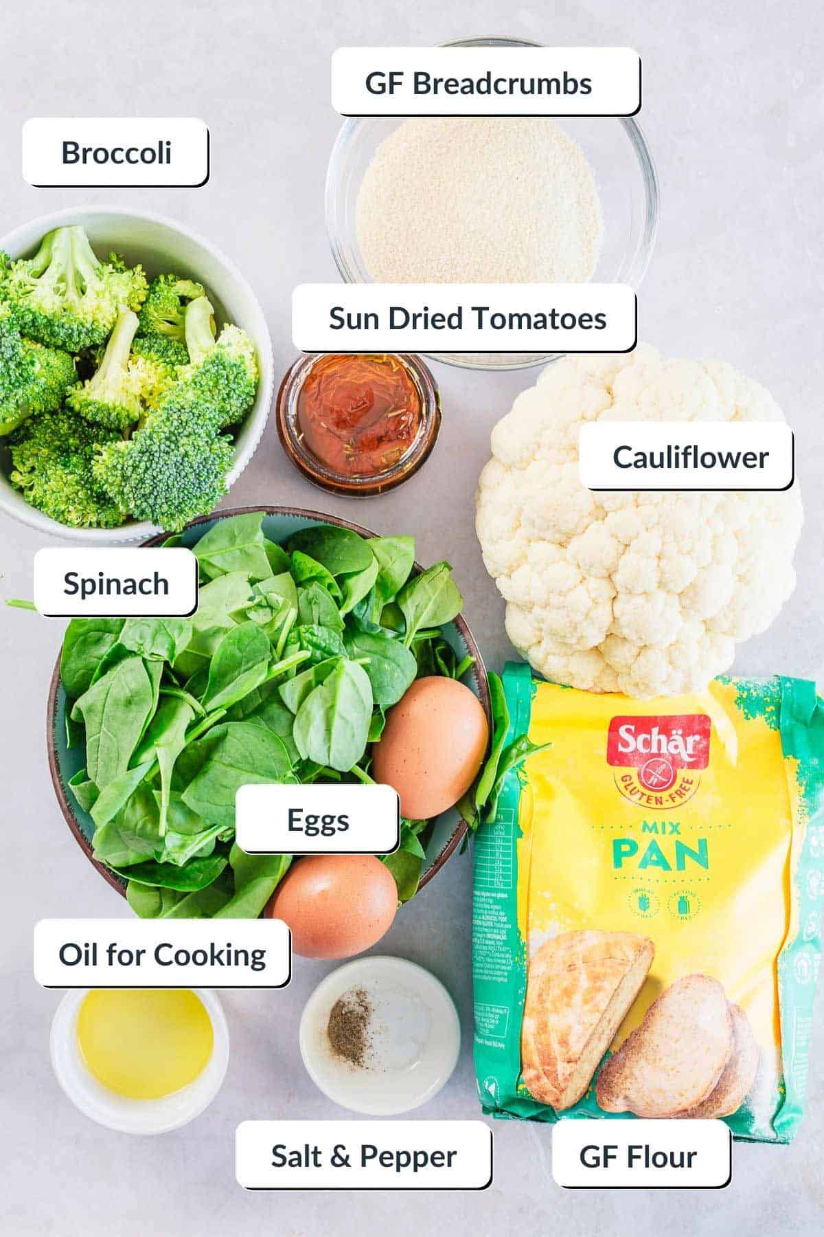 Broccoli spinach and cauliflower fritters/patties