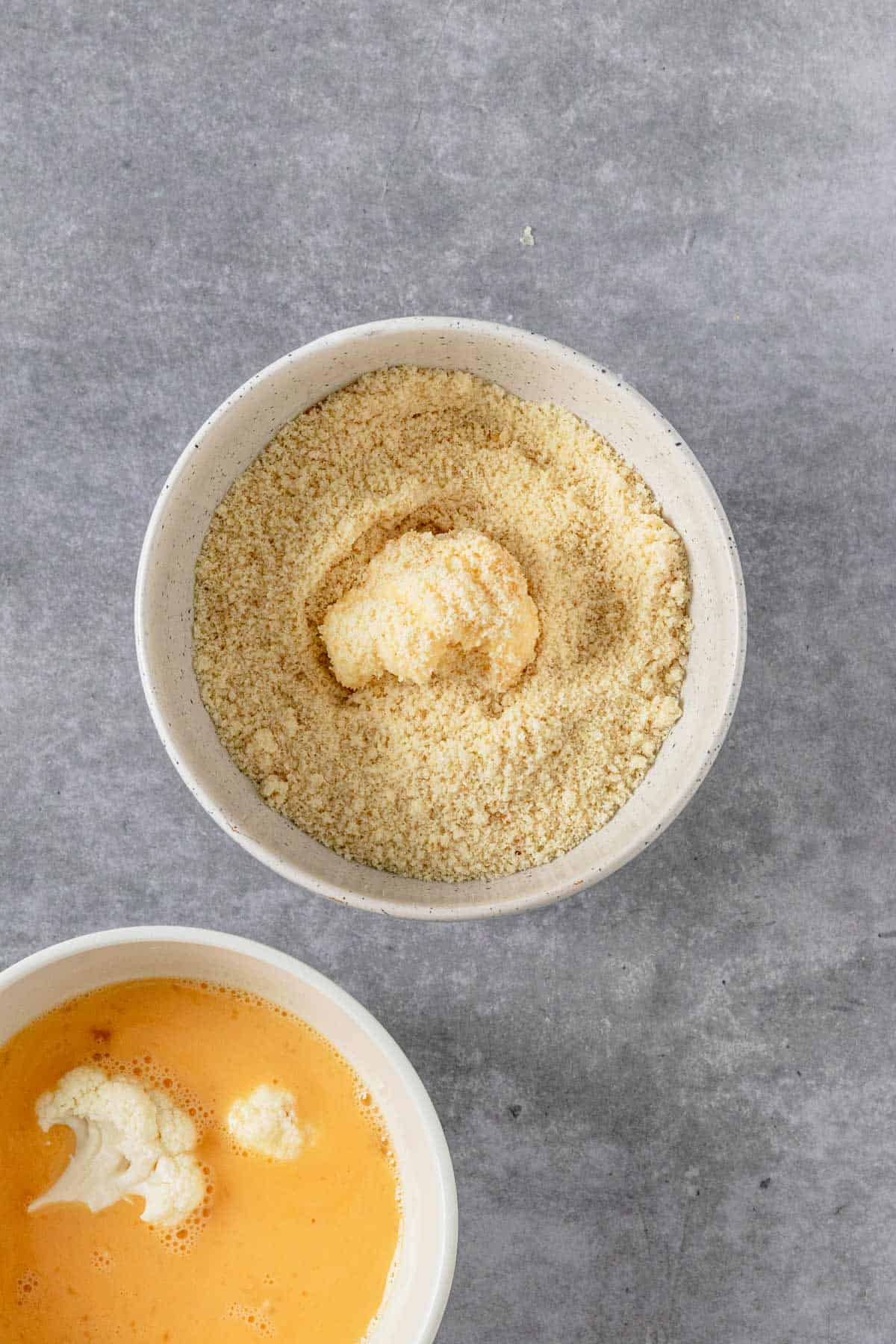 cauliflower dipped in almond flour