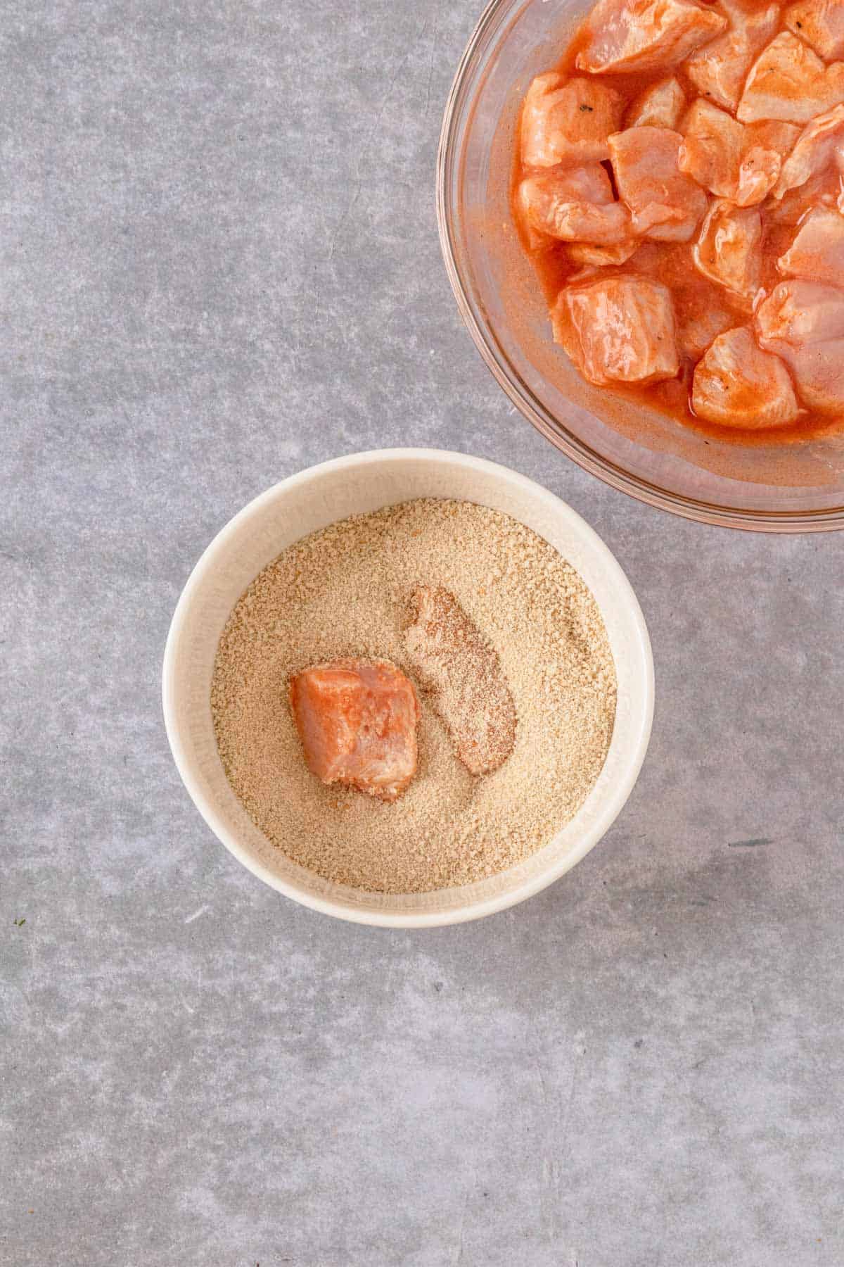 marinated chicken dipped in breadcrumbs