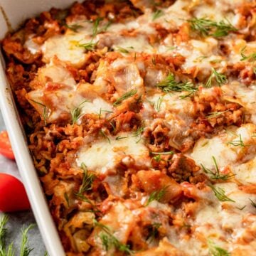 baked cabbage roll casserole with fresh dill