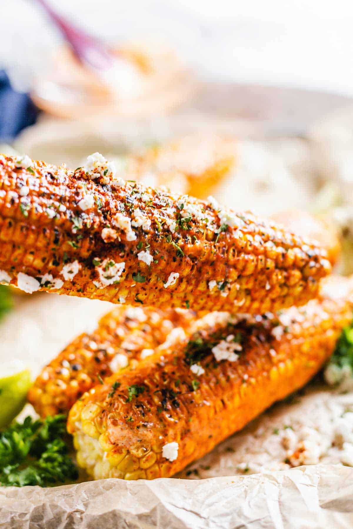 corn on the cob with cajun seasoning.