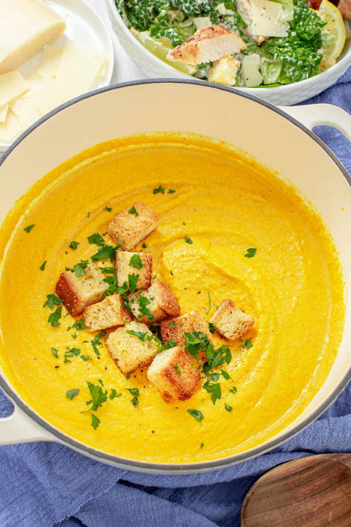 This creamy carrot soup with turmeric and ginger is so warming, full of flavors and has amazing healing properties.  The combination of turmeric, ginger, sweet paprika and vegetables make one easy and delicious soup recipe that is also vegan, gluten-free and dairy free.- The Yummy Bowl