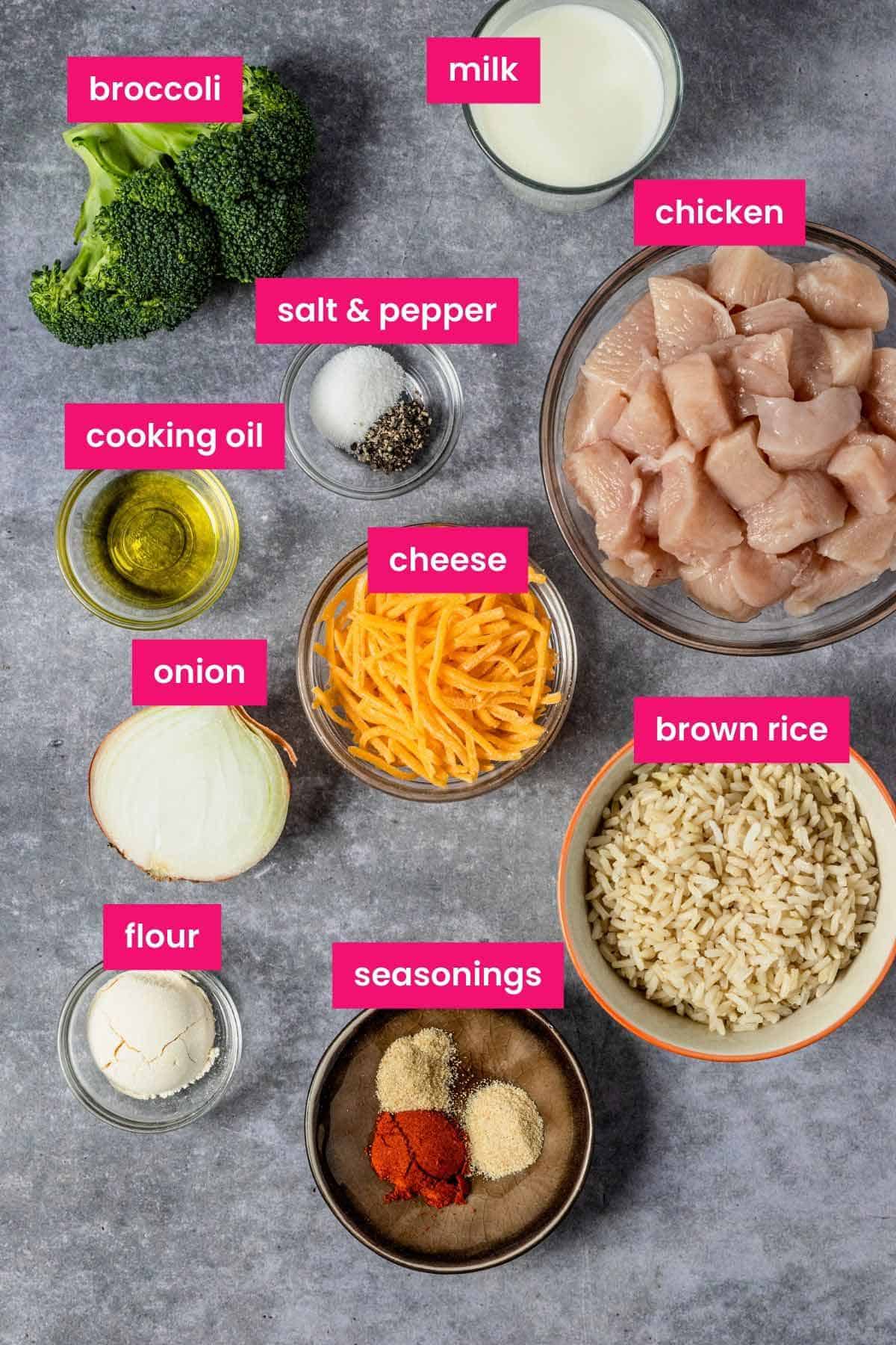 Easy Chicken Broccoli Rice Casserole iNGREDIENTS