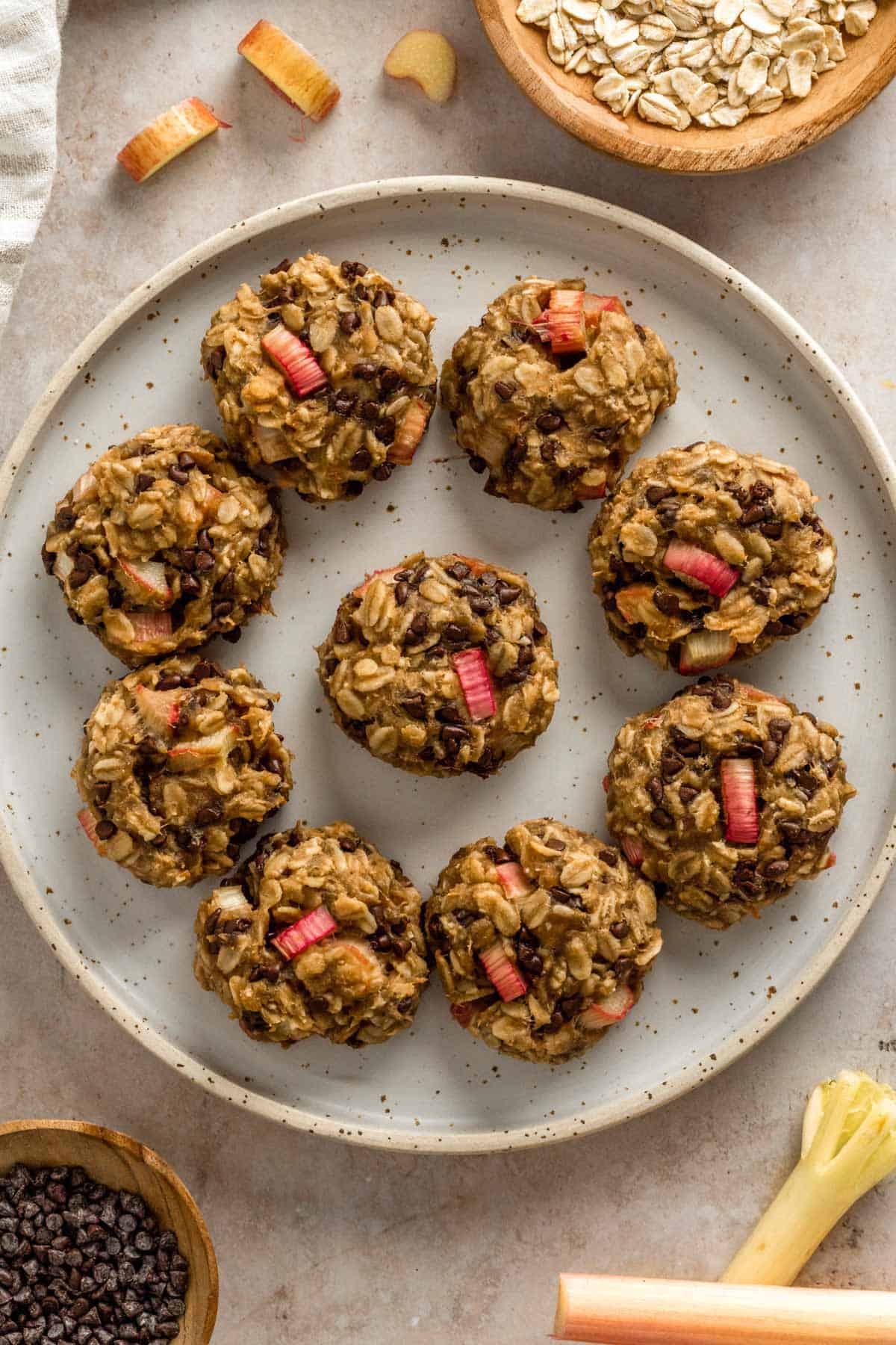 rhubarb cookies on a plate