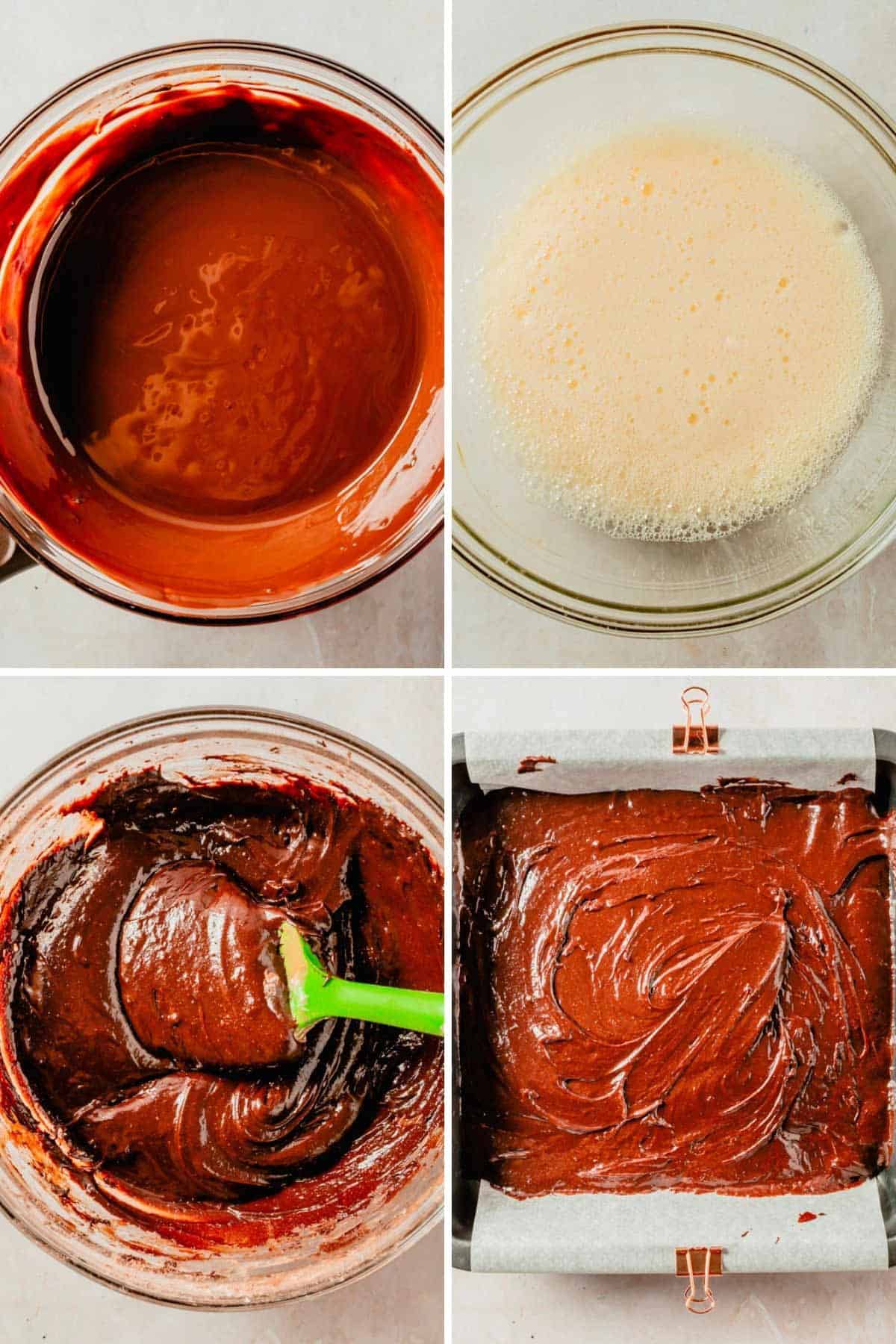 process of making christmas tree brownies