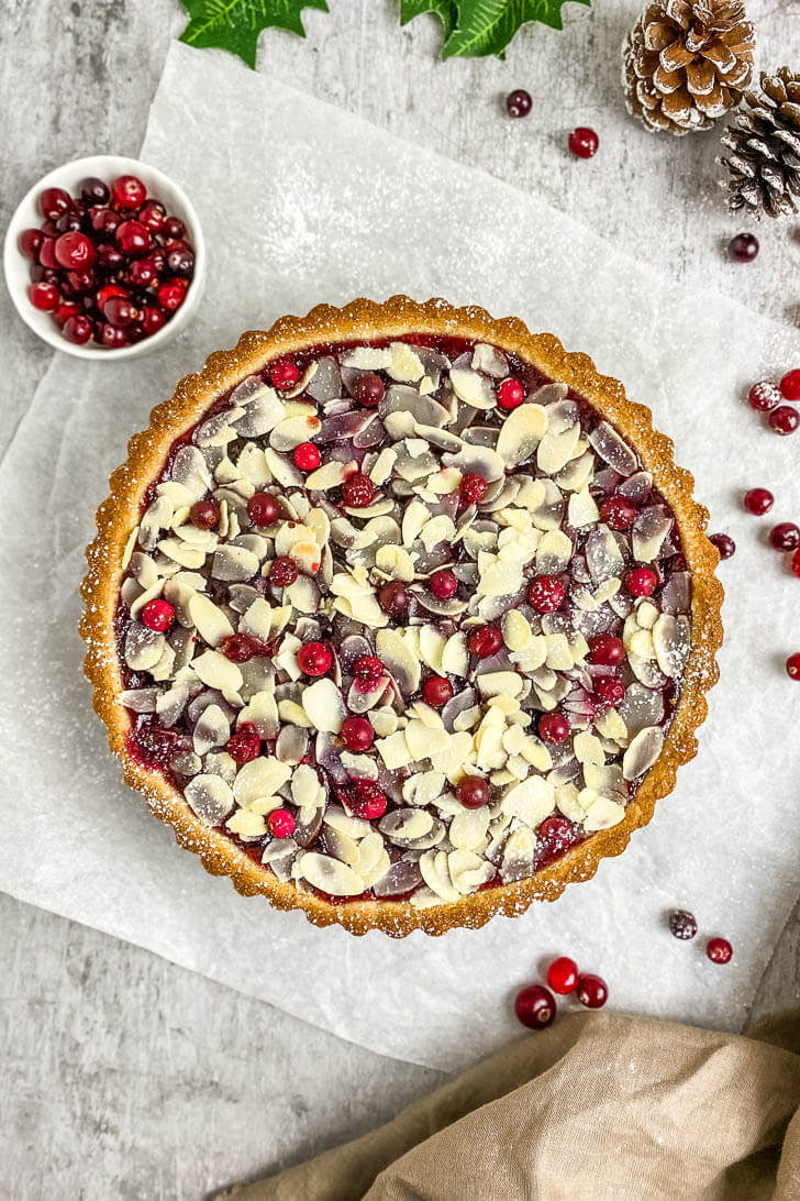 Almond Cranberry Tart (Gluten-Free, Vegan, Dairy-Free)