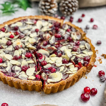 Almond Cranberry Tart (Gluten-Free, Vegan, Dairy-Free)