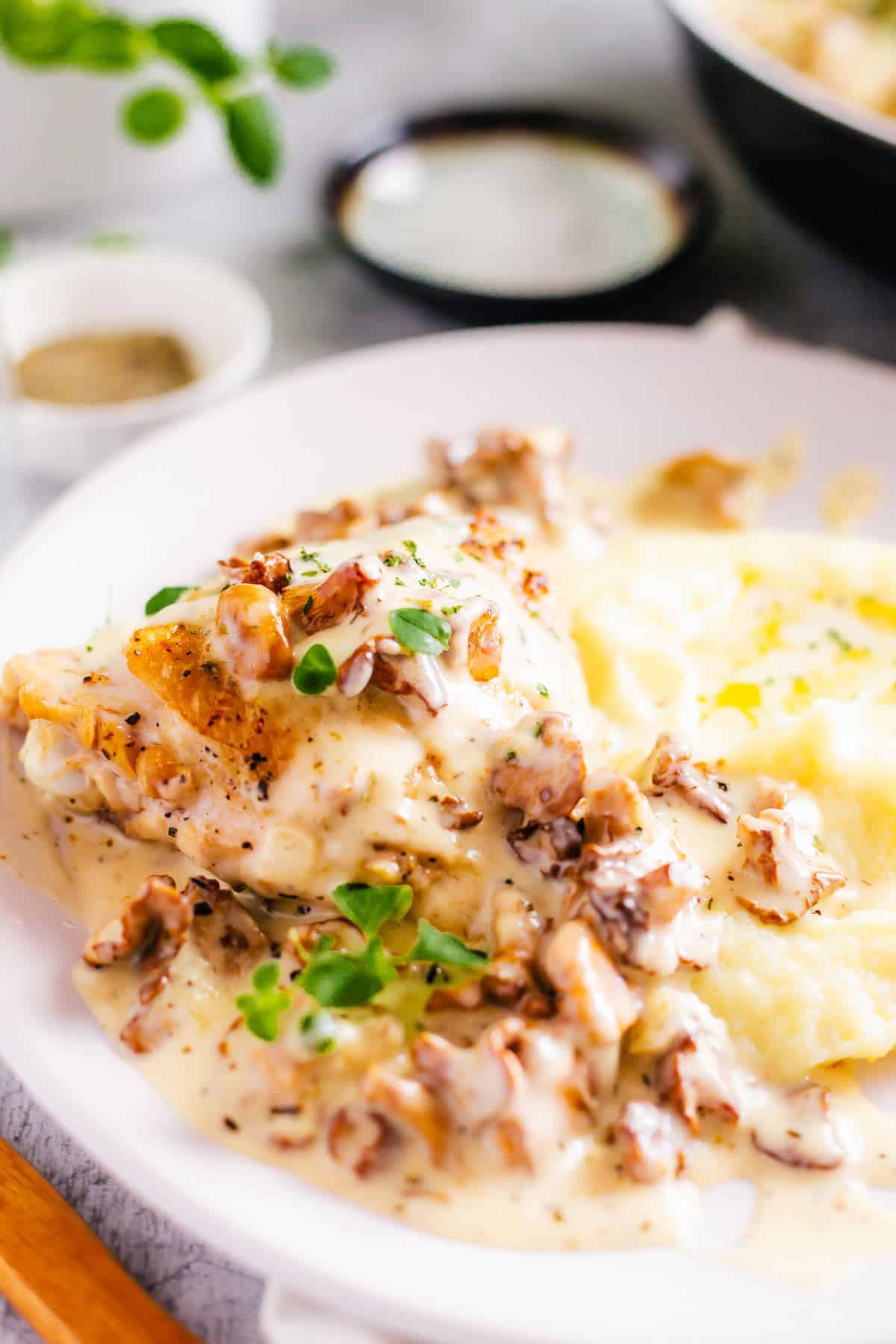 Chicken Thighs With Chanterelle Mushroom Sauce