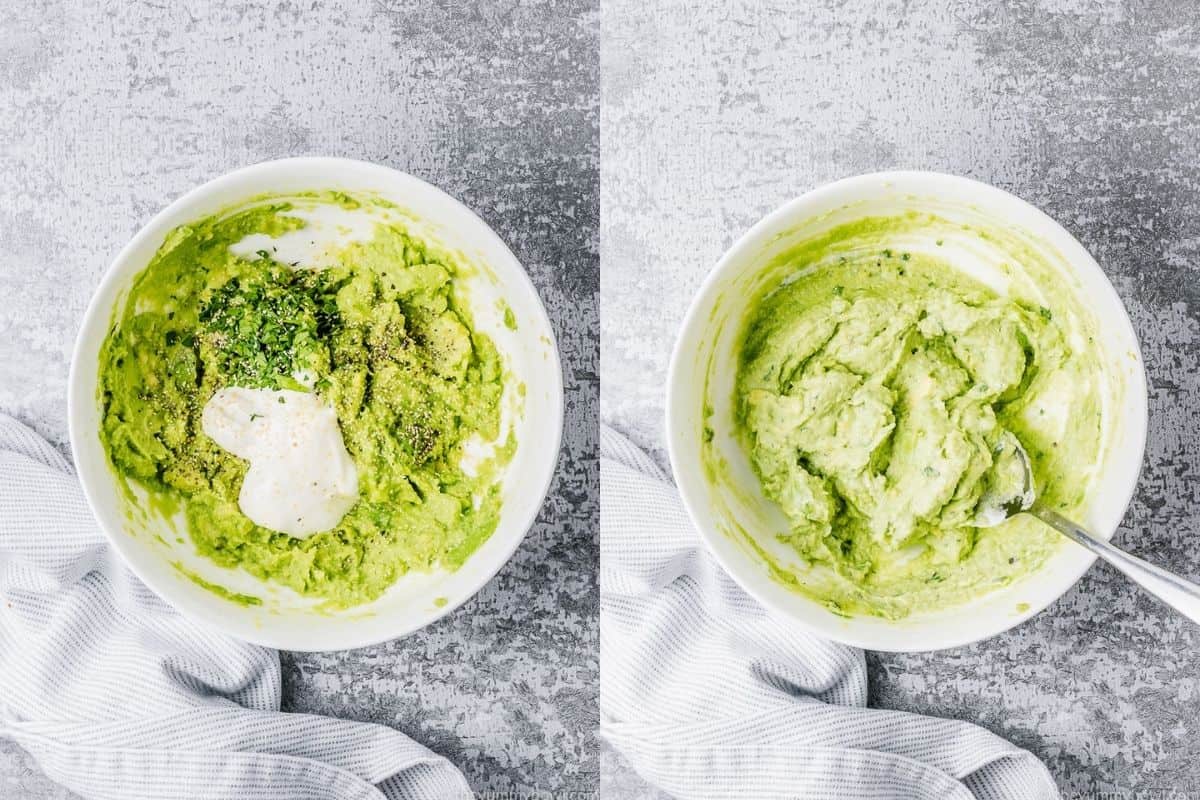 avocado crema in a bowl for the wrap