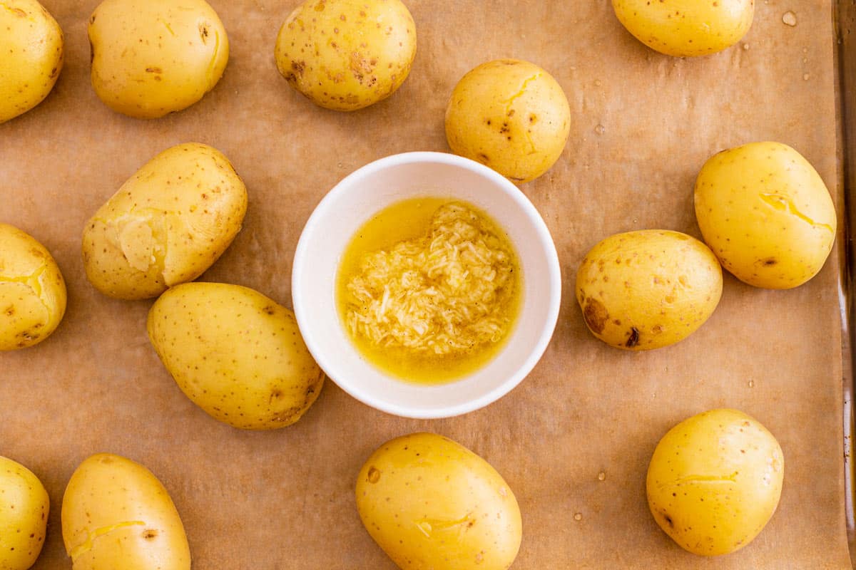 garlic with melted butter in a bowl