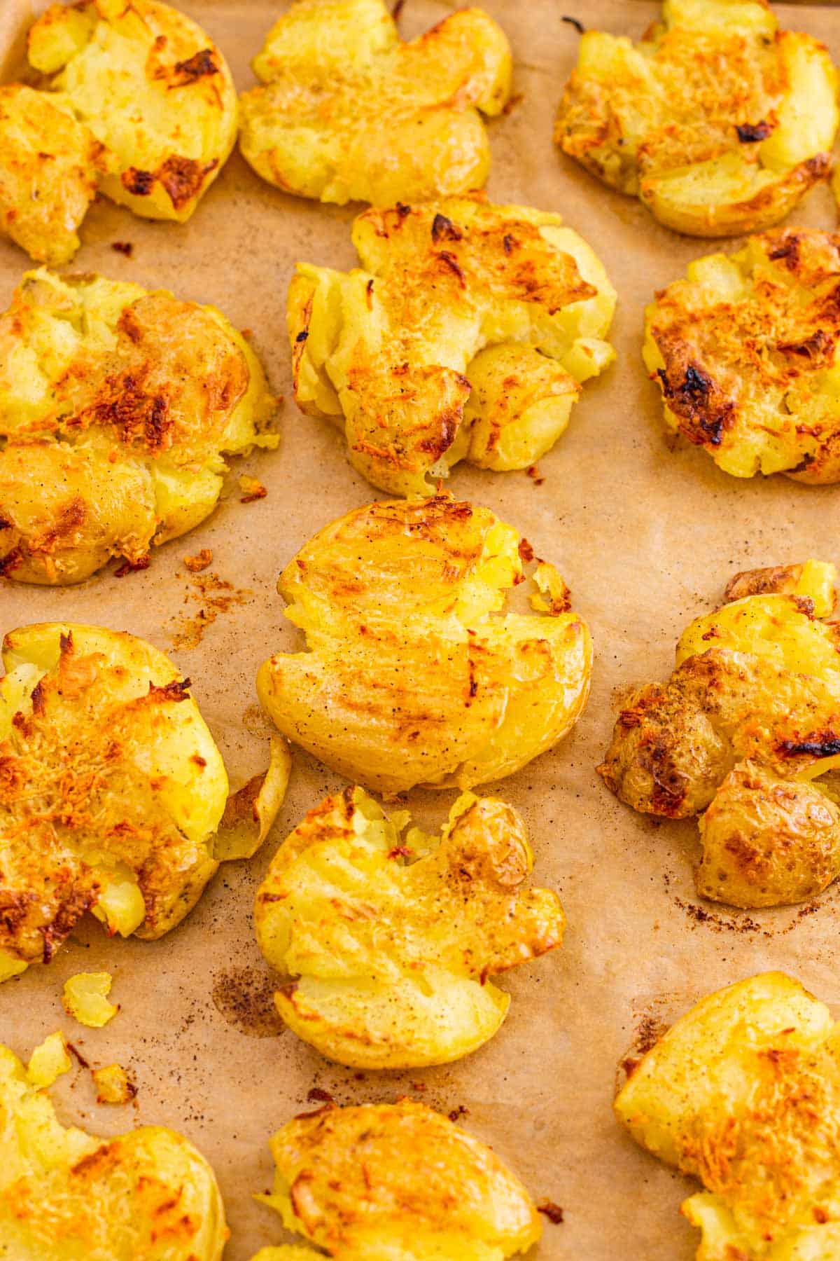 smashed potatoes with garlic butter after baking