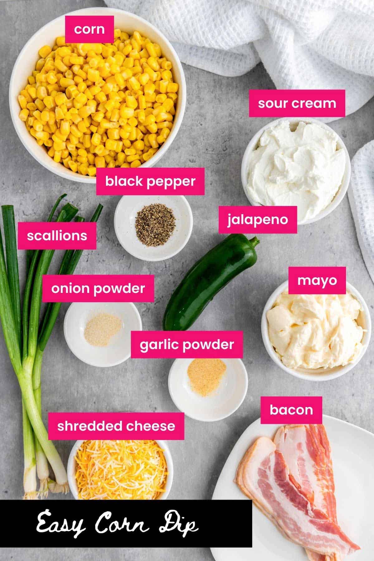 ingredients for corn dip with sour cream