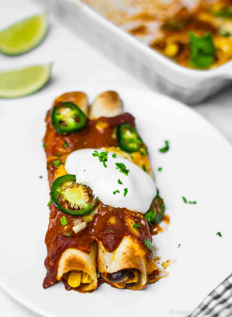 Vegetarian Enchiladas (with Black Bean and Sweet Corn)