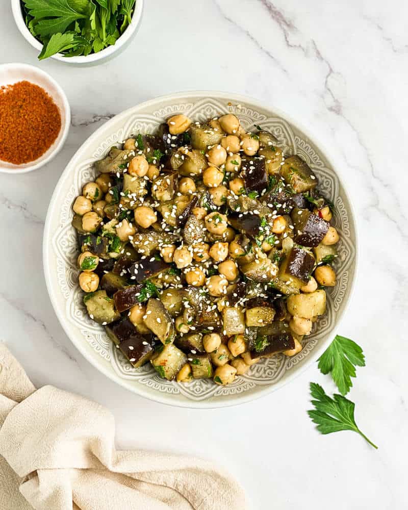 Eggplant Chickpea Salad