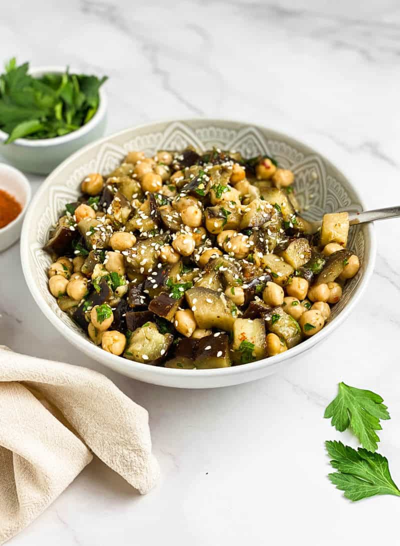 Eggplant Chickpea Salad