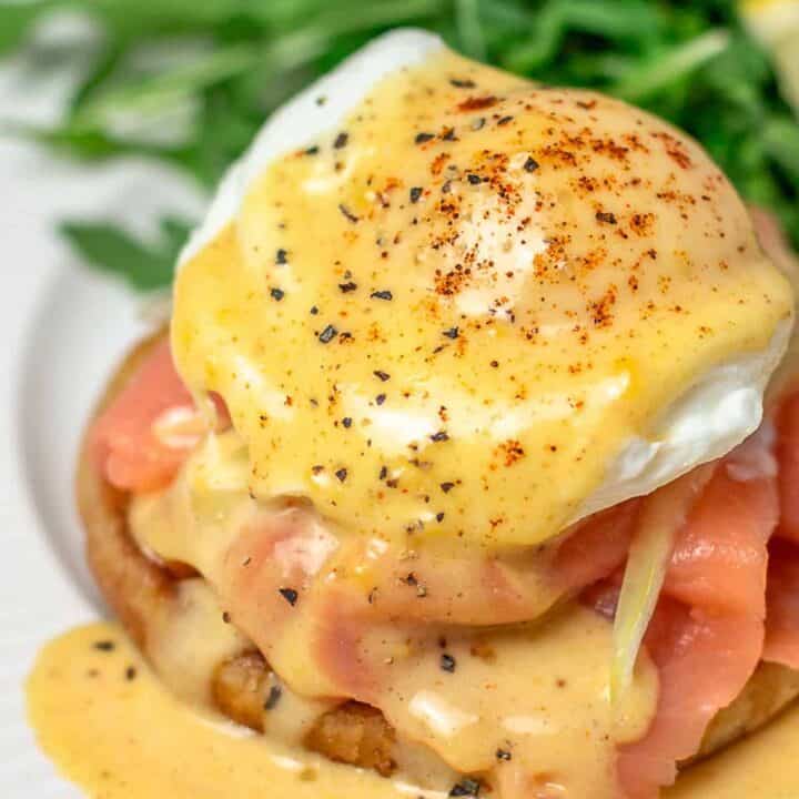 Salmon Avocado Eggs Benedict (Eggs Royale)