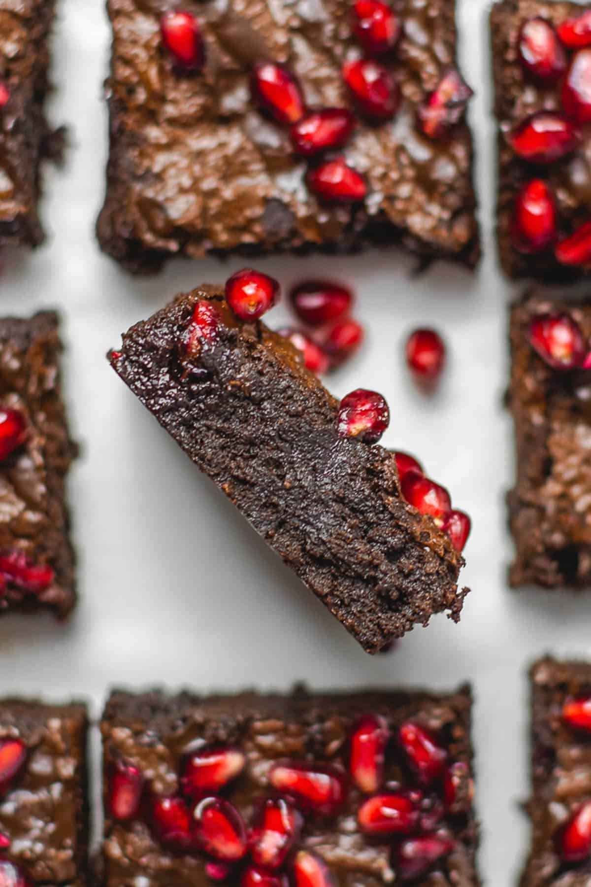 Vegan Fudgy Pomegranate Brownies