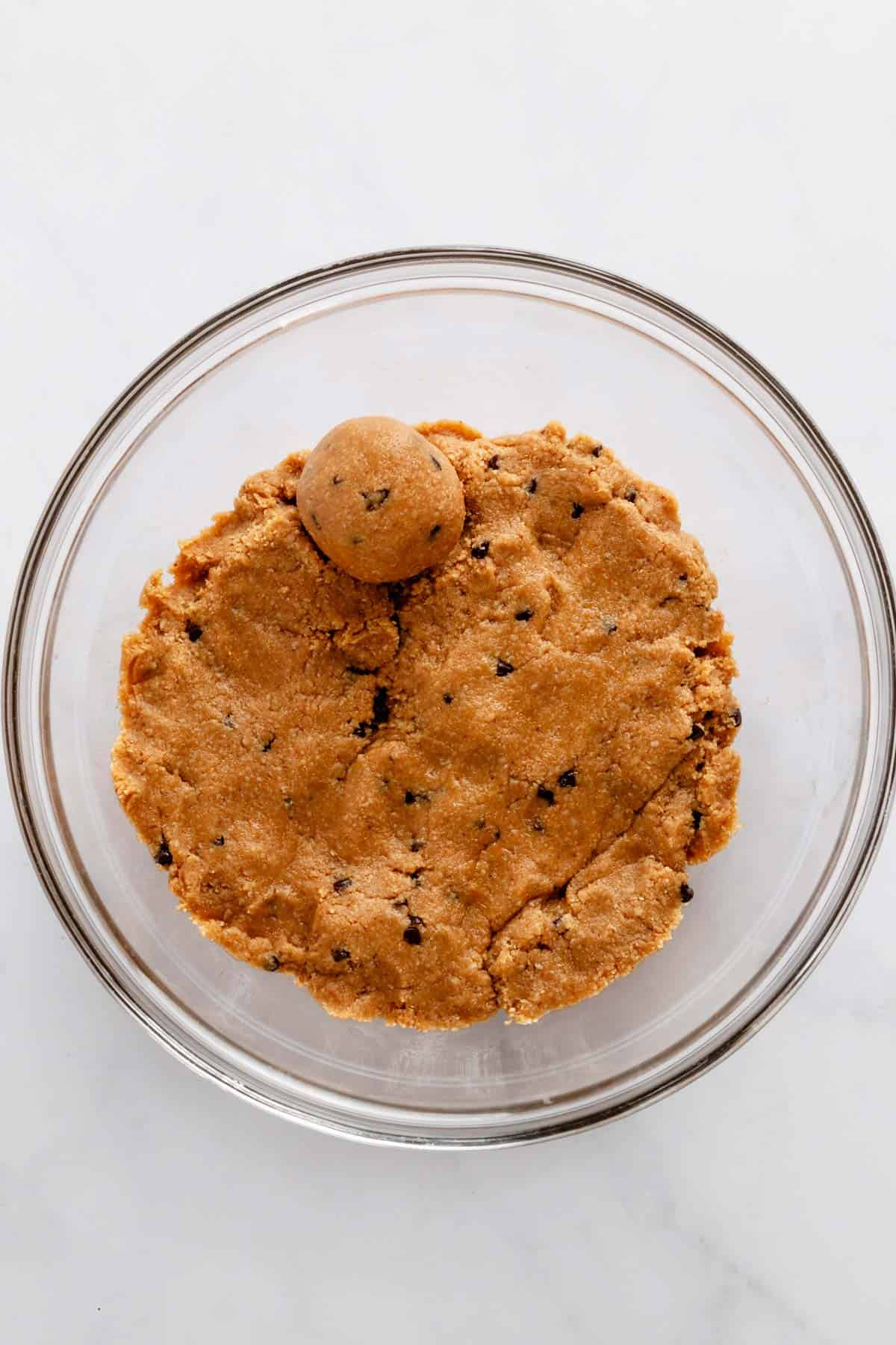 peanut butter cookie dough in a bowl.