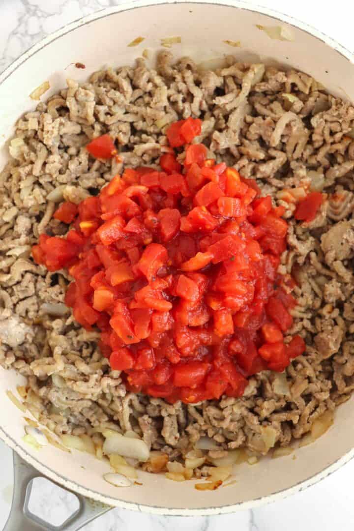 ground turkey and tomatoes.