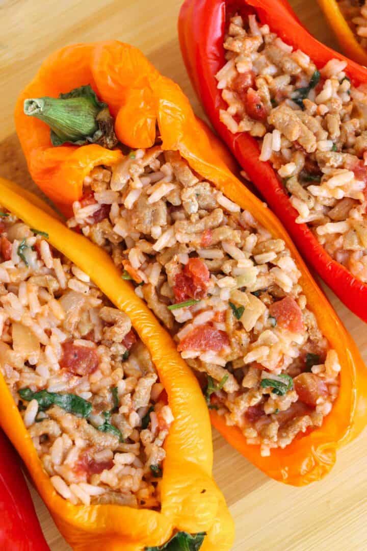 stuffed peppers with turkey filling.