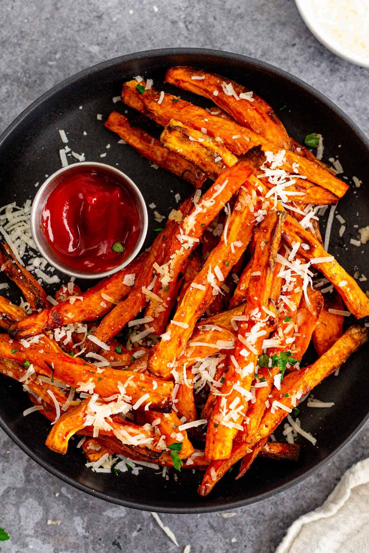 baked sweet potato fries.