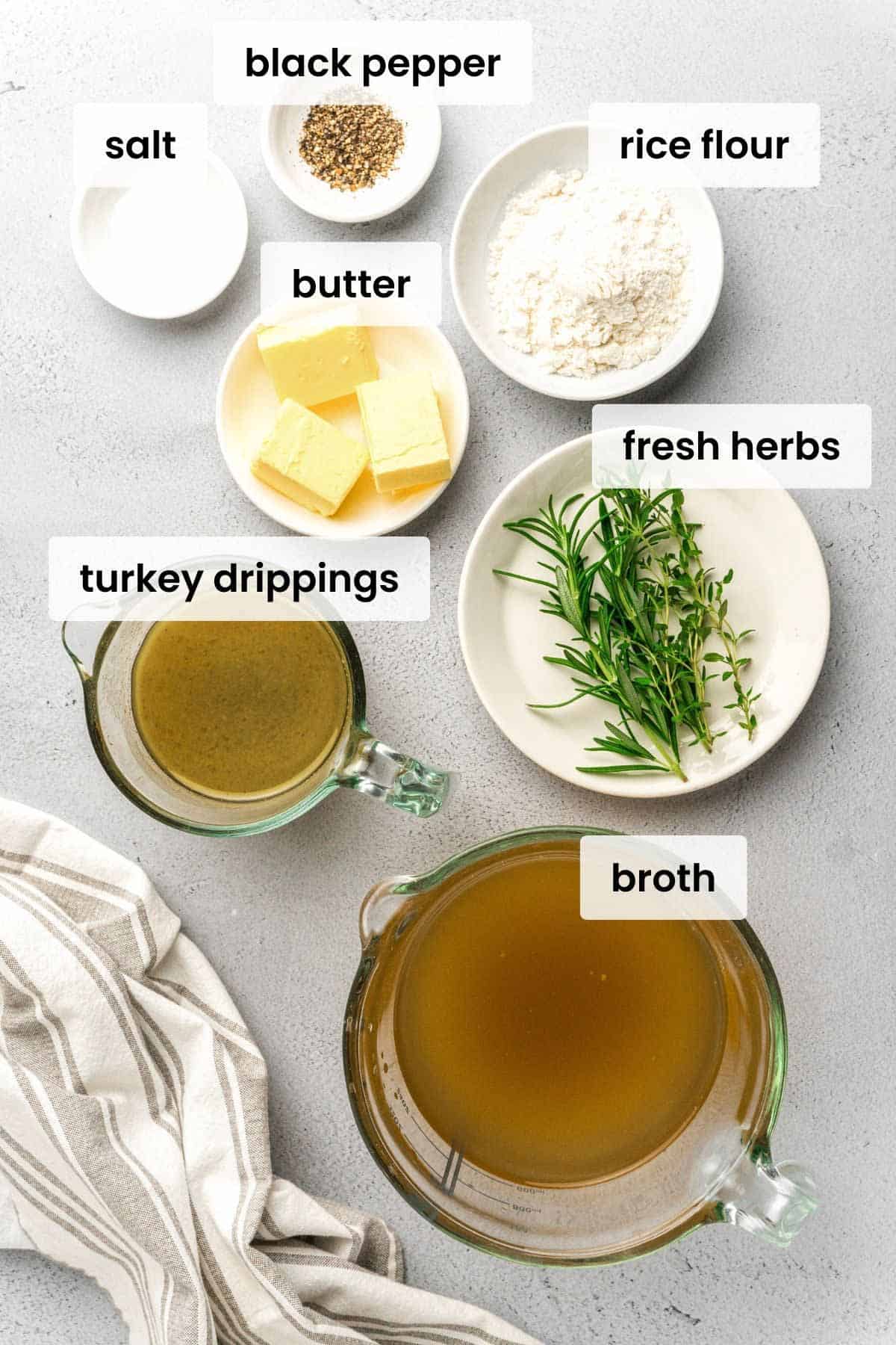 ingredients for turkey gravy.