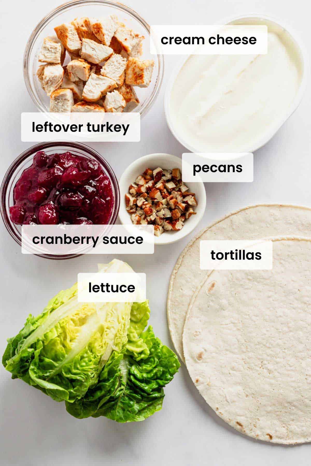 ingredients for leftover turkey wrap.