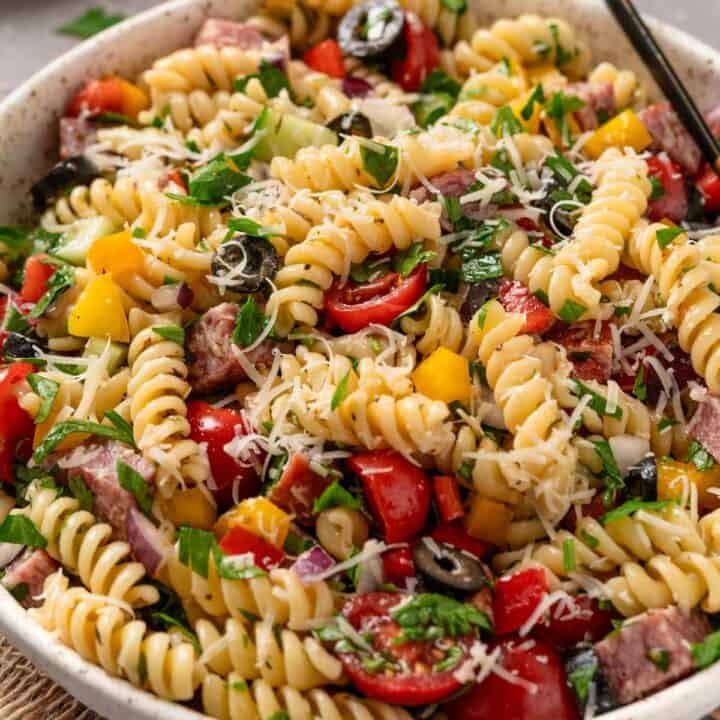 Cold Pasta Salad With Smoked Sausage-The Yummy Bowl