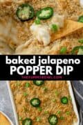 baked jalapeno popper dip in baking dish