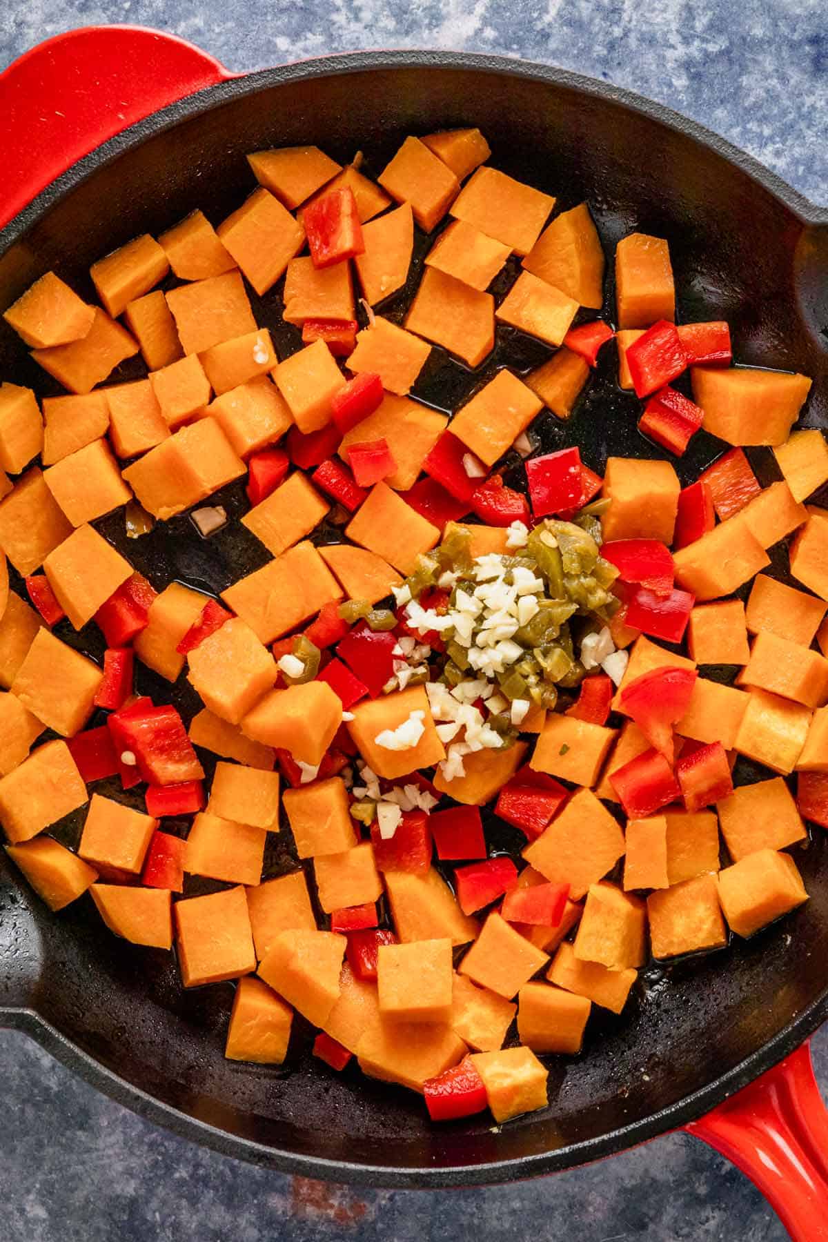 One pot Chicken Quinoa Sweet Potato Skillet