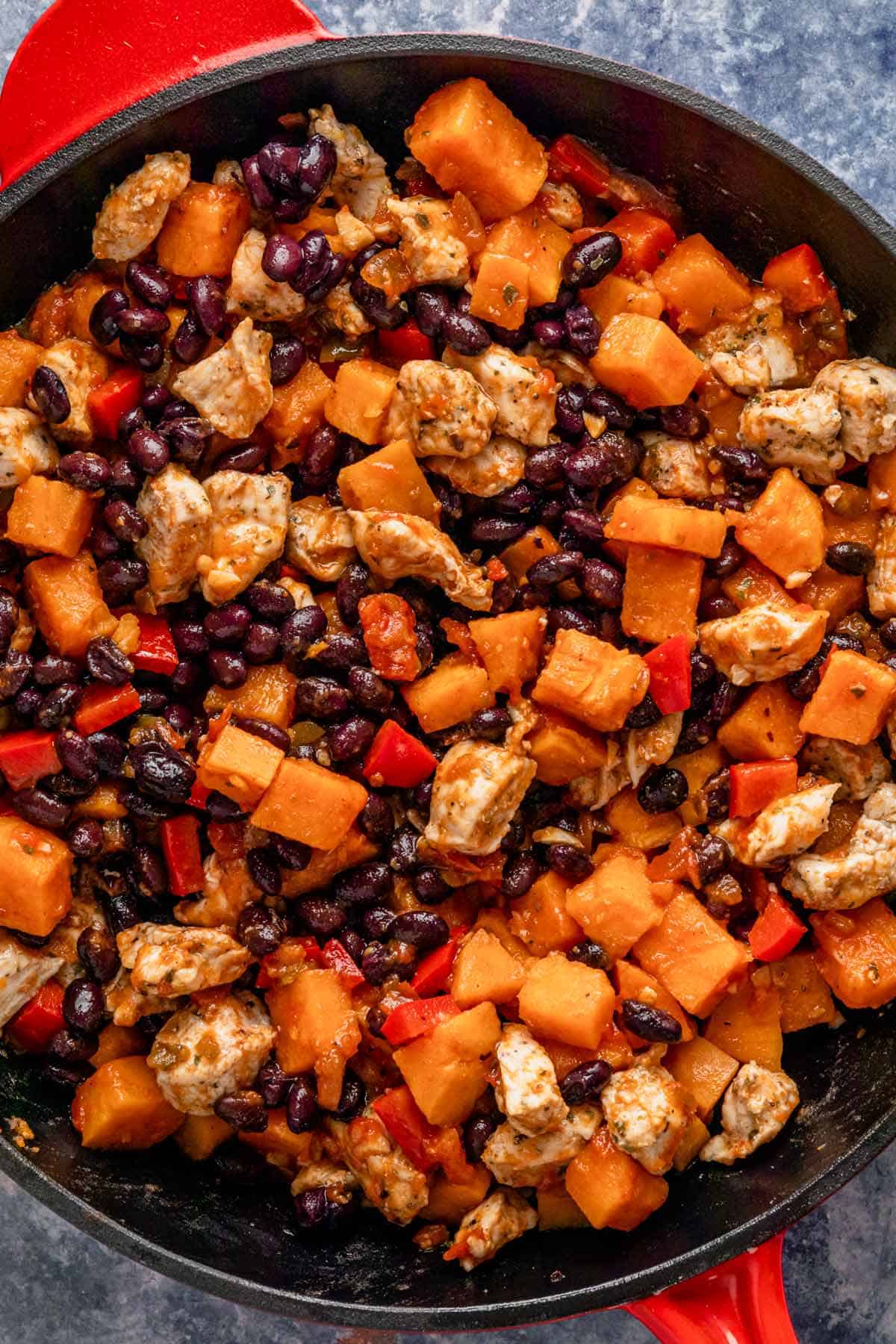 One pot Chicken Quinoa Sweet Potato Skillet