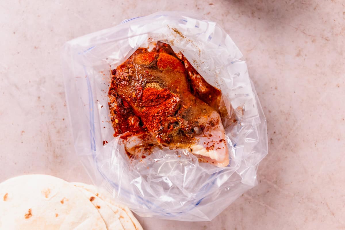 marinating chicken for mexican street tacos