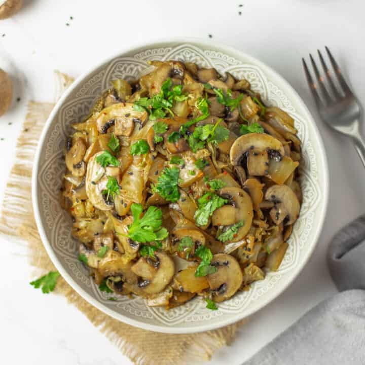Napa Cabbage And Mushrooms Stir Fry