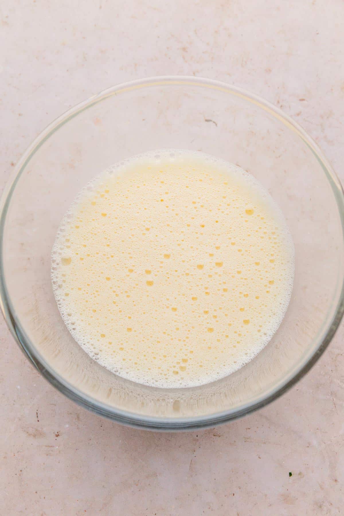 mini pancake batter in a bowl.